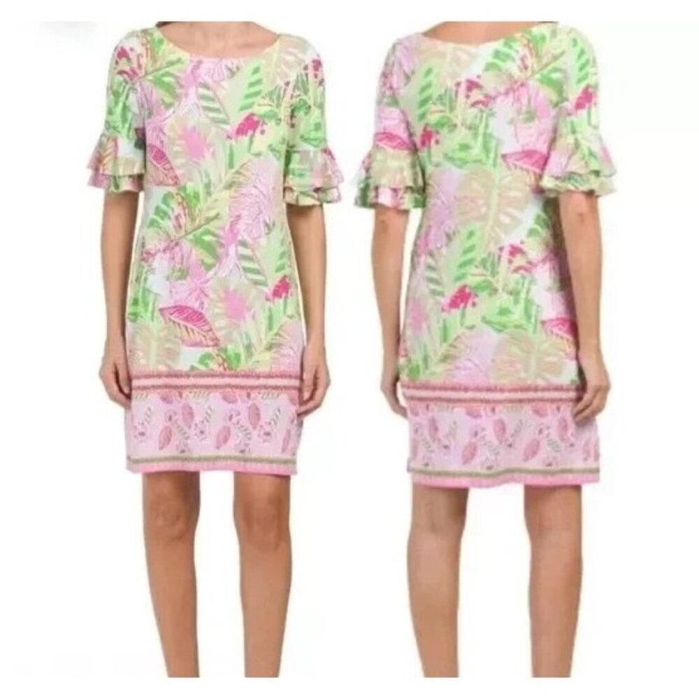NWT Pappagallo Erika Flutter Sleeve Tropical Shif… - image 1